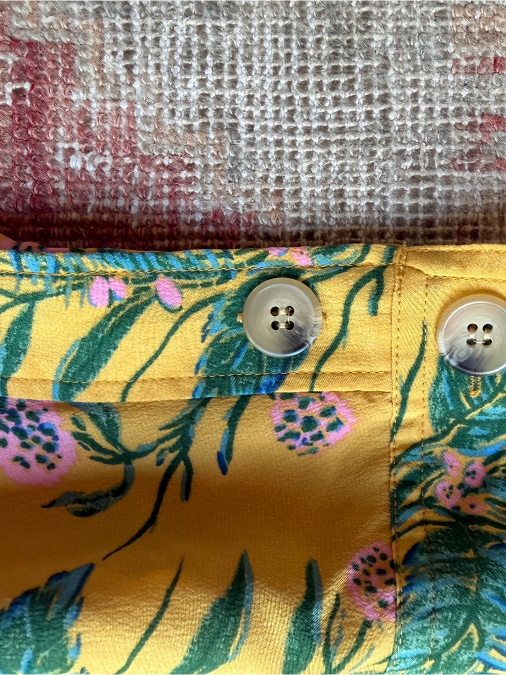 Madewell Yellow Floral Midi Skirt with Blue & Pink Bloom Motif - Picture 3 of 3